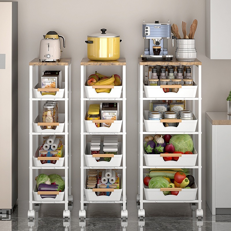 キッチントロリー家庭用多機能リビングルームバスルームストレージとソートストレージラック床階建てのマルチレイヤードロワーカート