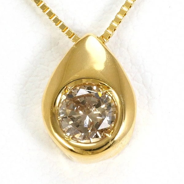 K18 18金 YG イエローゴールド ネックレス ブラウンダイヤ 0.20 ジュエリー 中古