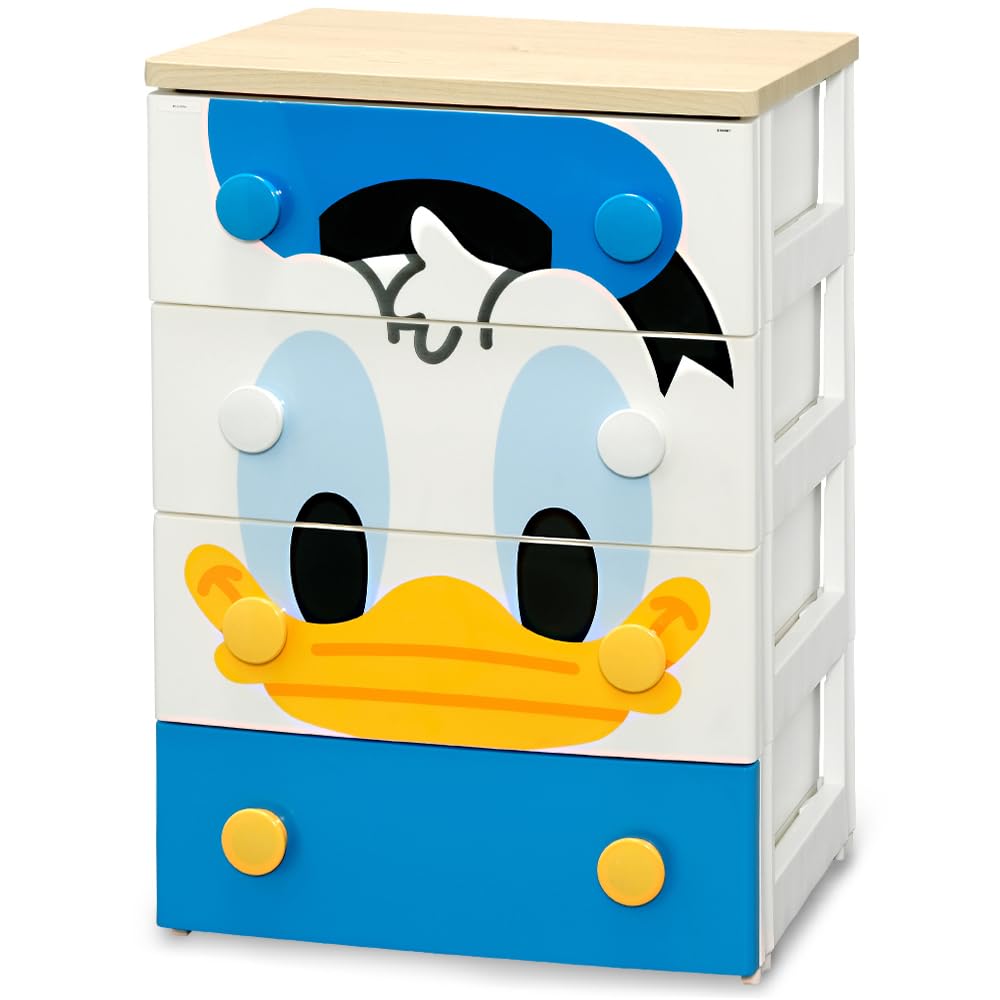 アイリスオーヤマ チェスト 『完成品』 4段 木天板 ディズニー ドナルド フェイス 完成品 幅約56×奥行約43×高さ約81 NHG-W554