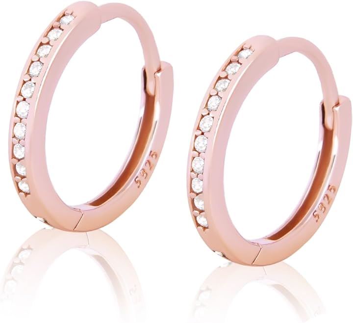 ピアス レディース フープピアス リング 金属アレルギー対応 リングピアス モアサナイト 人気 女性 誕生日プレゼント 記念日(ピンクゴールド)