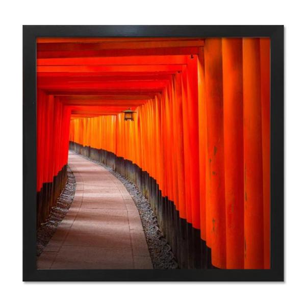 ファブリックパネル アートフレーム 飾り おしゃれ レトロ 壁掛け ウォールデコレーション 風景 情景 千本鳥居 400x400mm