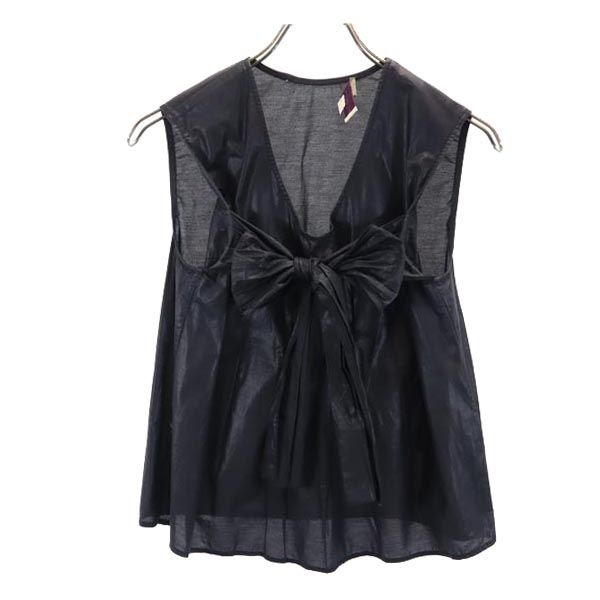 ノースリーブ フロントリボン カットソー 38 ブラック系 レディース