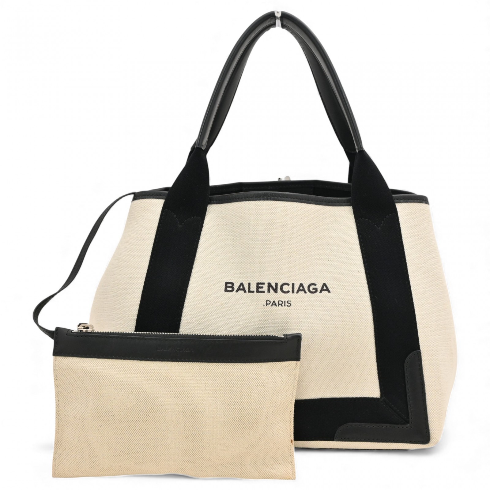バレンシアガ ネイビーカバス ハンドバッグ キャンバス Aランク ba8835bf