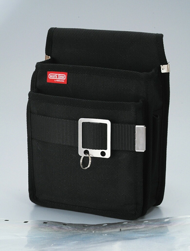 和柄二段腰袋 黒 前ベルト付（NKC-02-BK-B） ガーデニング DIY 道具 工具 ツール 大