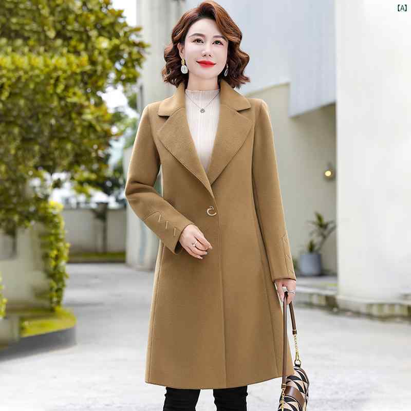 母 秋 両面 ウール コート ワイド レディース 冬 ウインドブレーカー