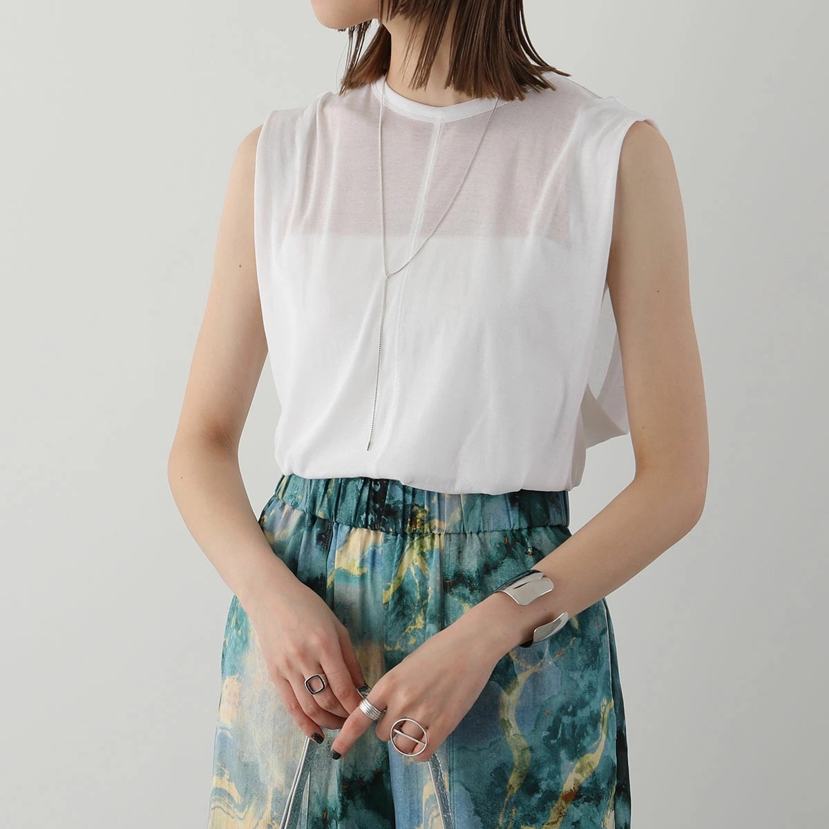 IHATOV イーハトーブ タンクトップ High twist cotton gauze jersey sleeveless IH07-24SS-73416 レディース コットン ノースリーブ シアー 12,242円