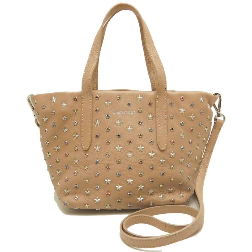 ミニサラ スタースタッズ 2WAY ハンドバッグ レザー ベージュ レディース /253094【中古】