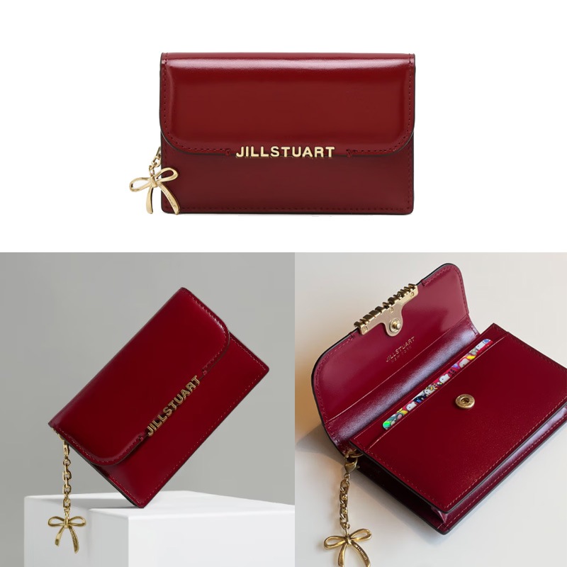 [BOW RIBBON ]Logo Cowhide Card holder / リボン牛革カード財布/ワイン/ブラック