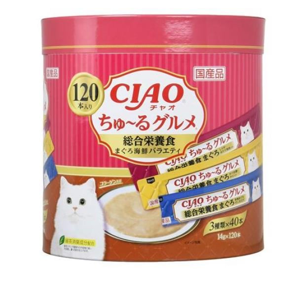いなば 猫用 CIAOちゅる(チャオちゅーる)グルメ 総合栄養食 まぐろ海鮮バラエティ 14g× 120本入