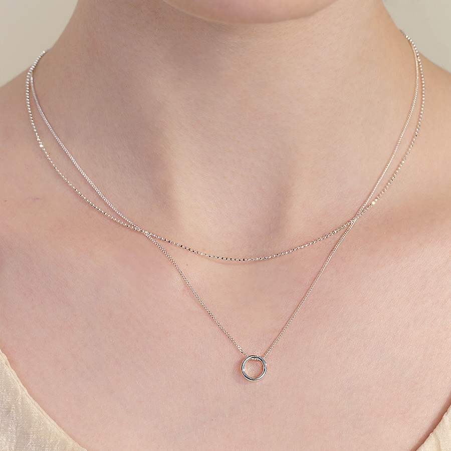 [sv925] circle layered necklace