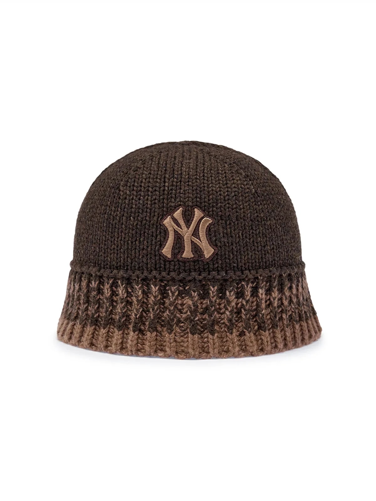 ビンテージ 配色 ニットハット NY (Brown)