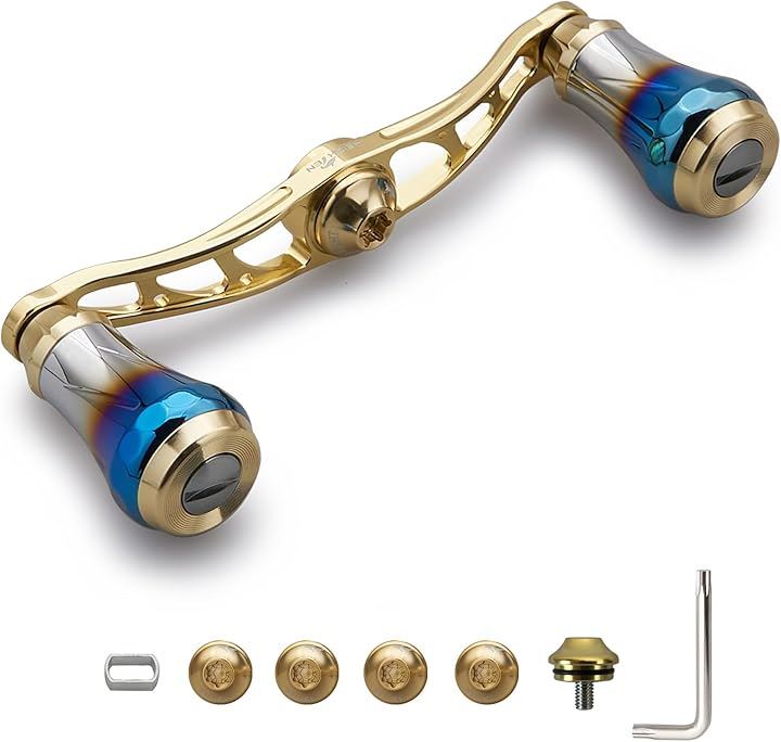 ベイト リール ハンドル 航空アルミ製 シマノ ダイワ アブガルシア 通用 ベイトリール Aurora 0032(V2.0 - 90mm - ゴールド)