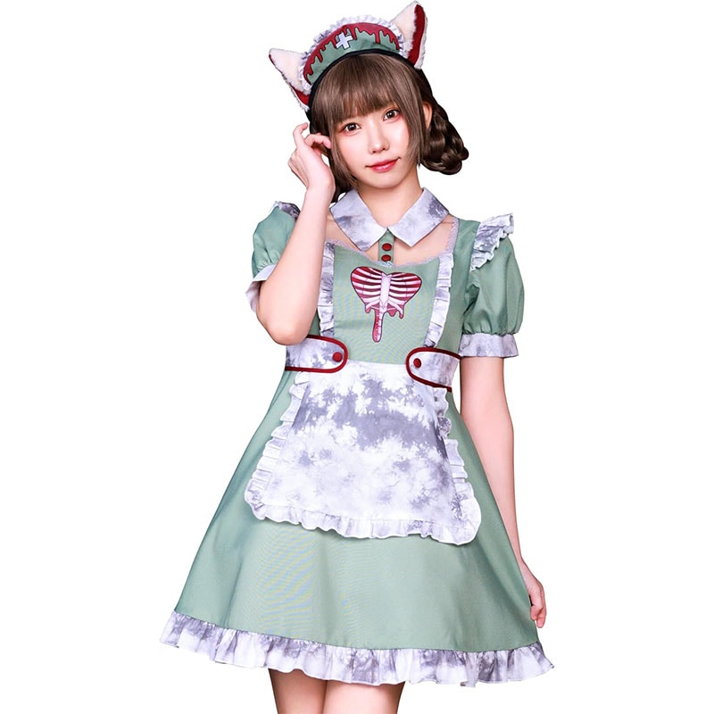 コスプレ ハロウィン ゾンビ ねこ ネオゾンビ ドラッグナースキャット レディース グリーン[neozombie-nursecat]