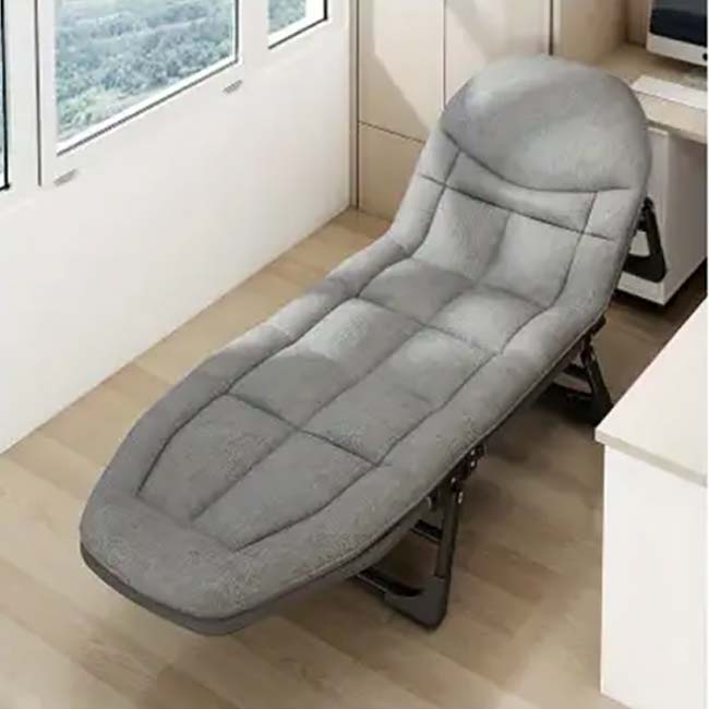 アウトドアやオフィスでの昼寝にも 折りたたみ式チェアベッド シングルベッド コンパクト収納 小物入れ付き アウトドア キャンプ TE439965グレー(24y7m)