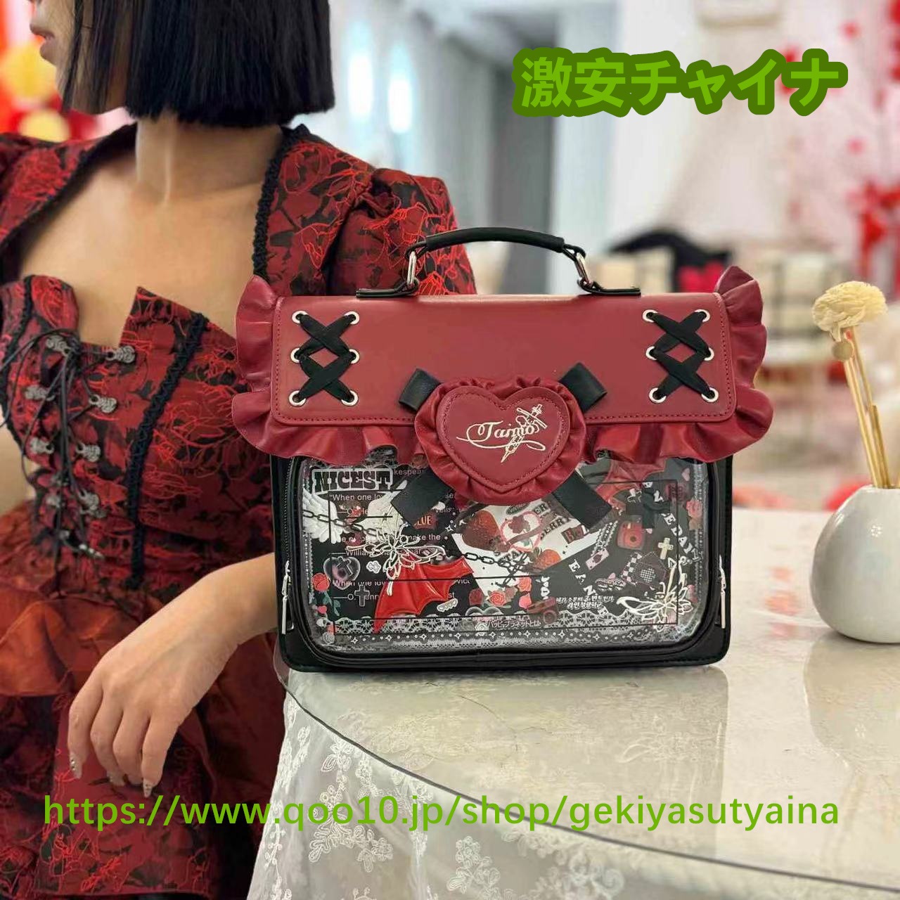 痛バッグ　痛バ　2024オリジナル　4way　リボン　リュック　ショルダーバッグ　缶バッジ入れ　推し活　推しグッズ　推しごと　量産型 Lolita