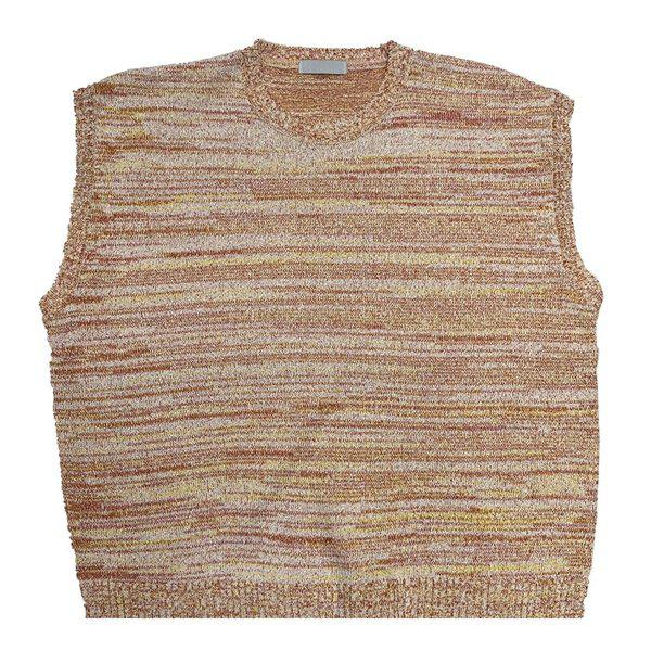 メンズ 薄手 オーバーサイズ 配色 Vネック ニットベスト AC-VES-Q014-ソラ