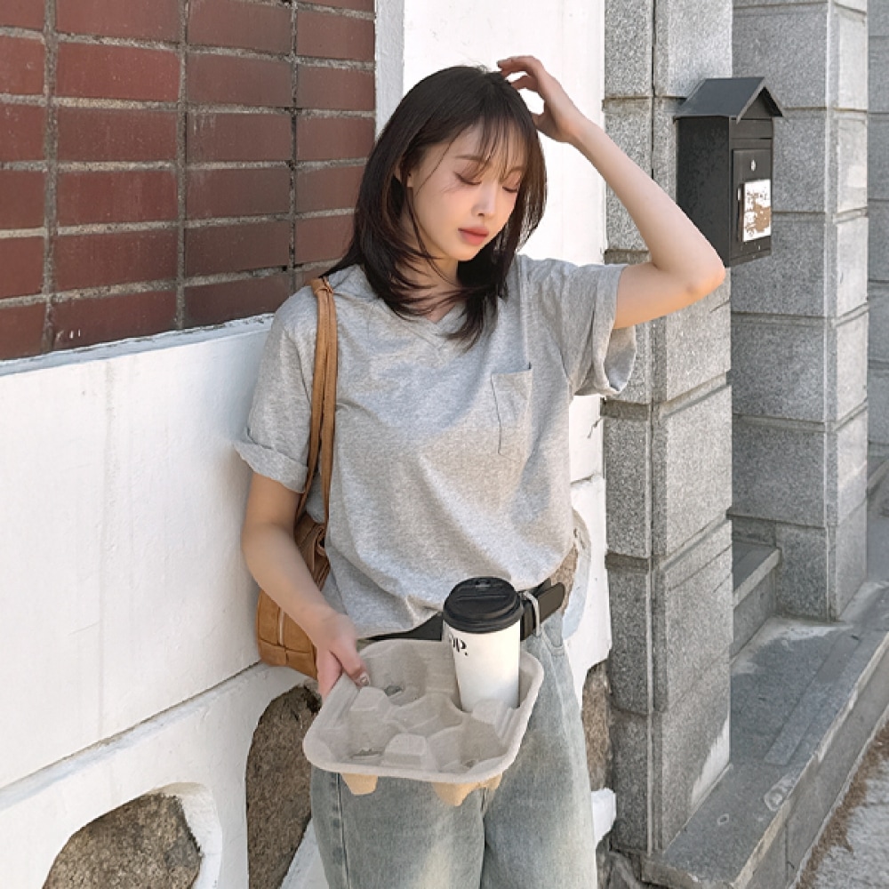 [JSTYLEのイーブレット] 1+1イーブレットエムディ VネックポケットTシャツ Jスタイル