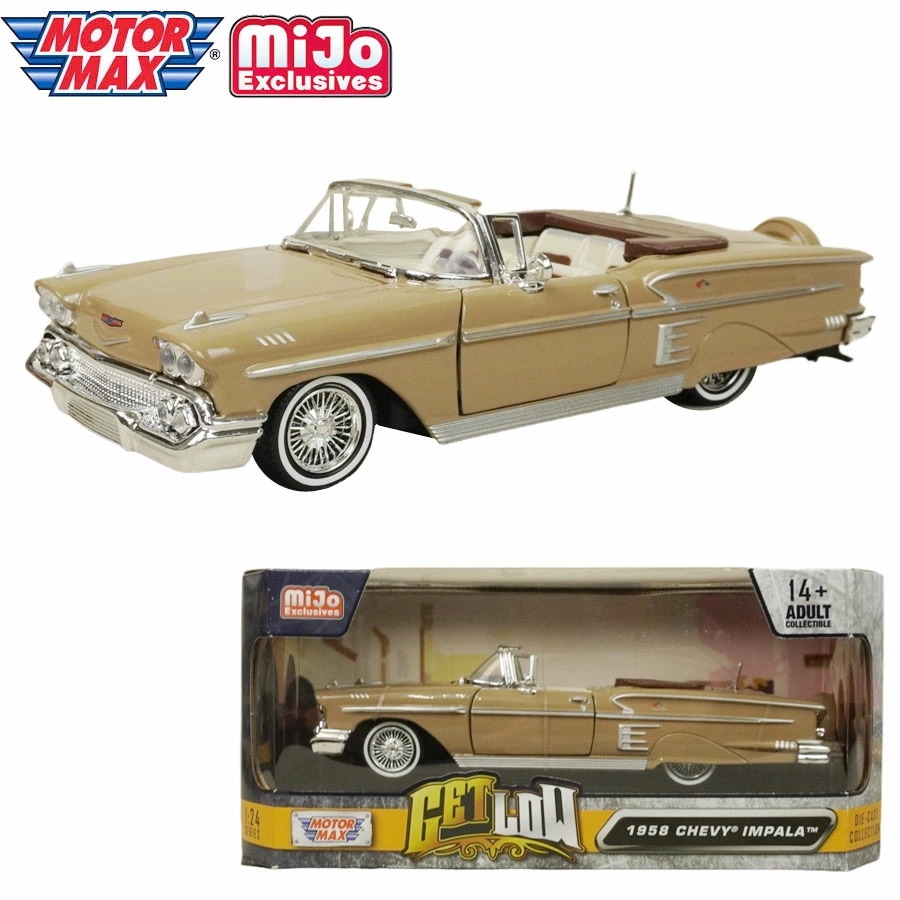 ダイキャスト 1/24 箱入り ミニカー1958 CHEVROLET IMPALA MOTOR MAX GETLOW 1:24 DIE-CASTシボレー インパラ モカ ベージュ クラ