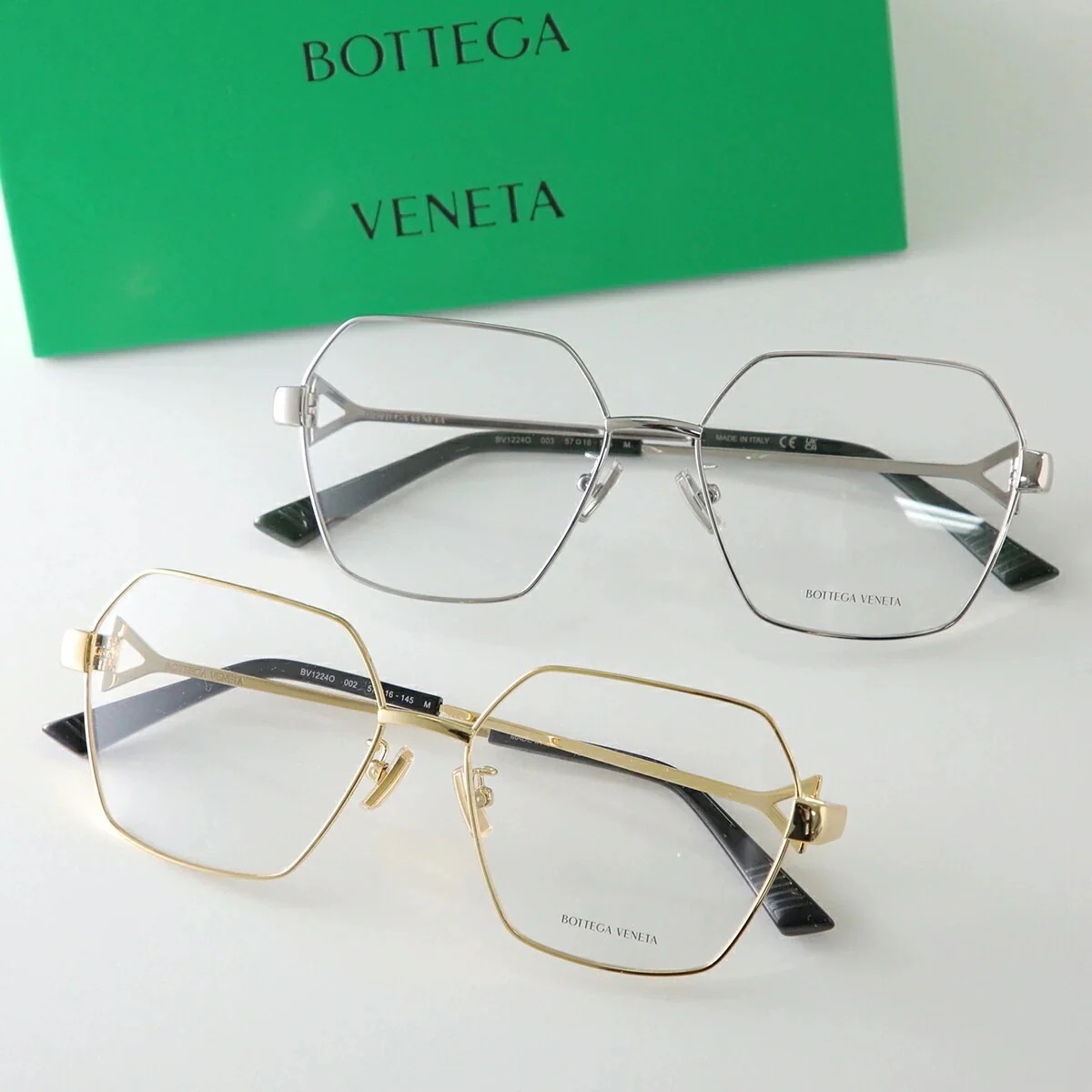 BOTTEGA VENETA ボッテガヴェネタ メガネ BV1224O レディース メンズ ポリゴン型 メタルフレーム 細フレーム フルリム クリングスタイプ カラー2色