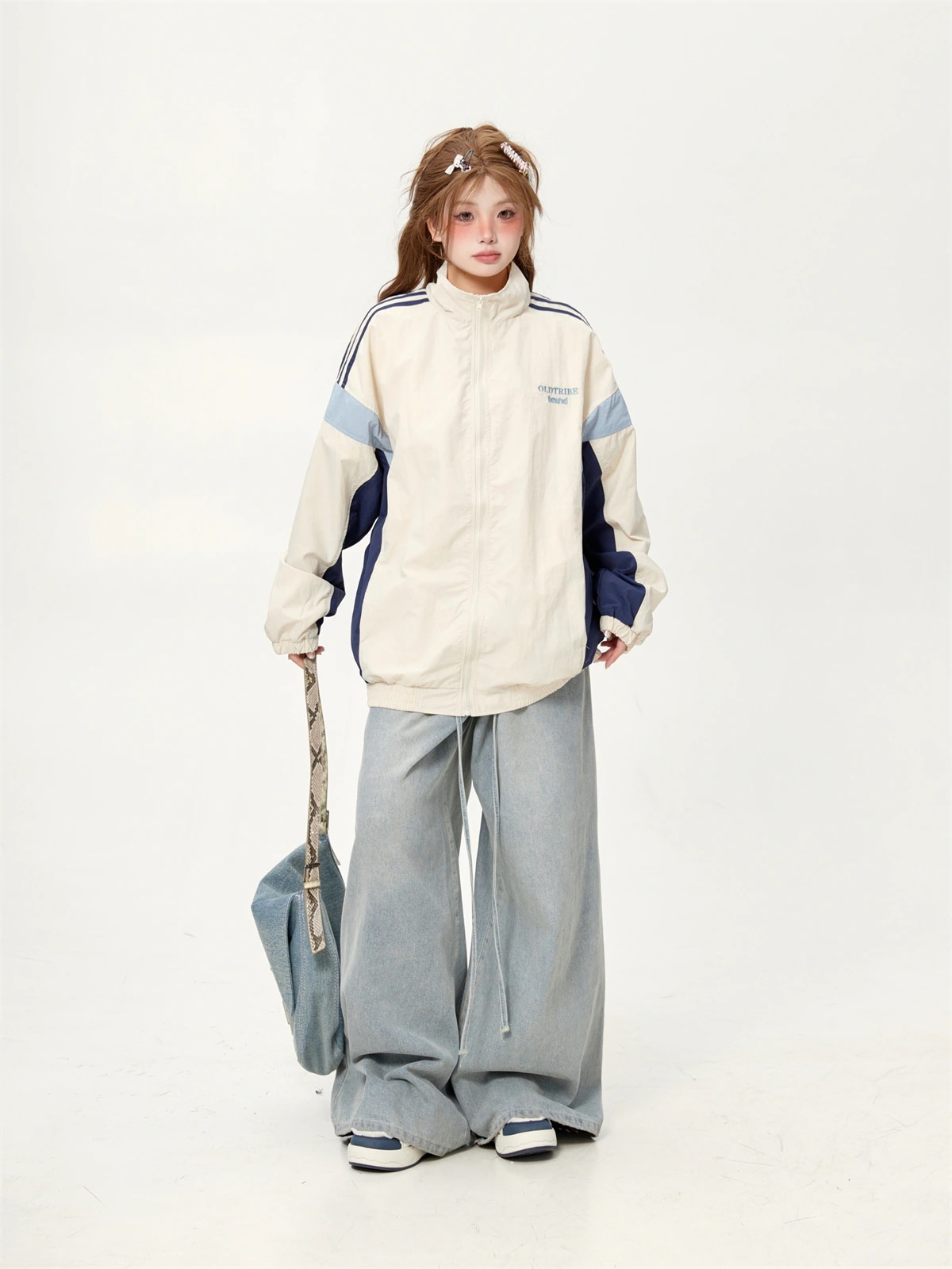 2025新入荷 韓国っぽ かわいい レディース ックスタンドネックアウターブルゾン羽織りお出かけ長袖セクシーシルエットトップスサイドスポーティーカジュアルファッション系サイズお出かけフル丈トラック