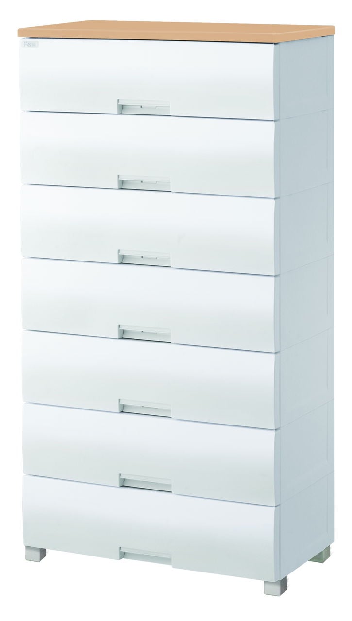 天馬 F7507(FITSプラス) フィッツプラス　幅75cm　7段（天板：メープル/本体：ホワイト） F7507FITSプラス