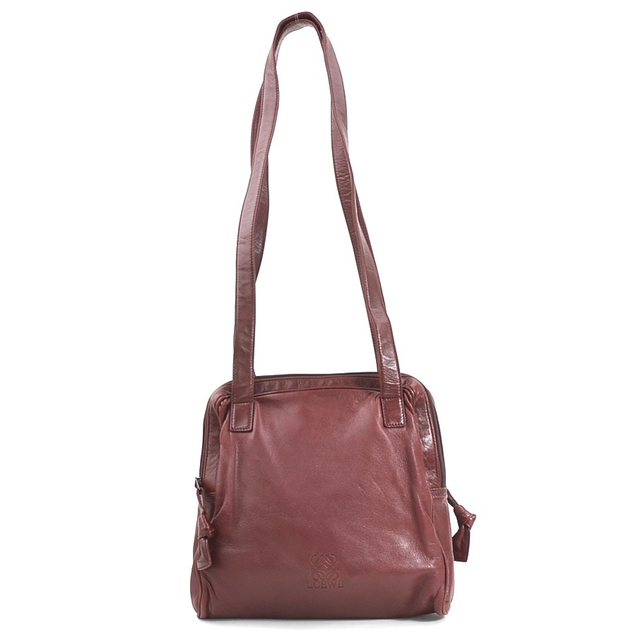 ロエベ LOEWE ショルダーバッグ アナグラム レザー バーガンディ レディース e60231k