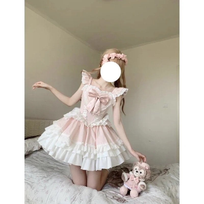 ロリータ 蝶ネクタイ ピンクプリンセスチュチュ コスプレ コスチューム ワンピース