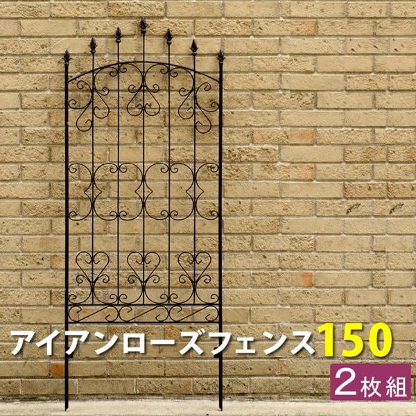 ガーデンフェンス ローズフェンス アイアン 差し込み 埋め込み式 ロータイプ 幅62 高さ150cm 2枚組