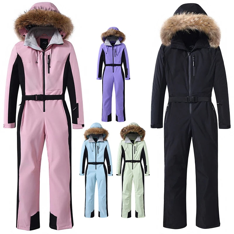 スノーボードウェア つなぎ レディース オールインワン フード付き スキーウェア スノボウェア 防水 防寒 保温 防雪 韓国風 防水10000mm