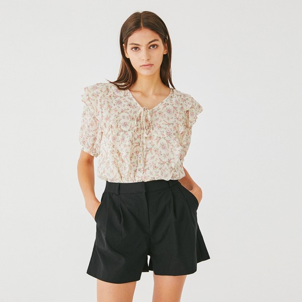 (ニューヨーク訪問) フリルビッグカラープリントブラウス (VY5SS3K)