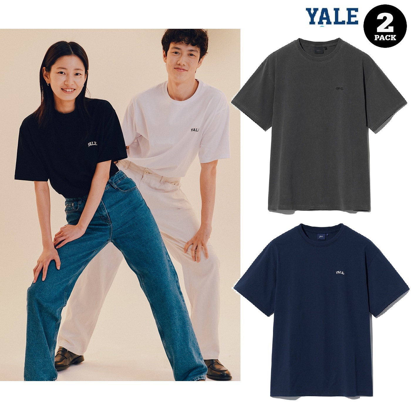 【16手コマサ】 2PACK SMALL ARCH T-SHIRT 4色 Tシャツ 新商品 韓国ファッション 韓国人気 男女共用 日常服 ストリートファッション カップルアイテム 夏ファッショ