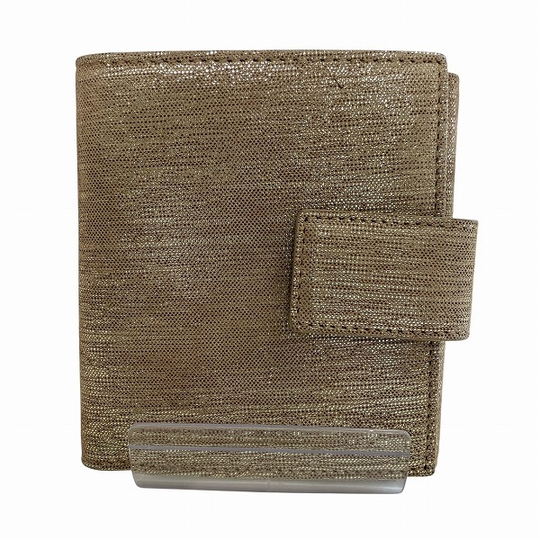 ディオール ゴールド レザー 長財布 2つ折り財布 レディース【中古】