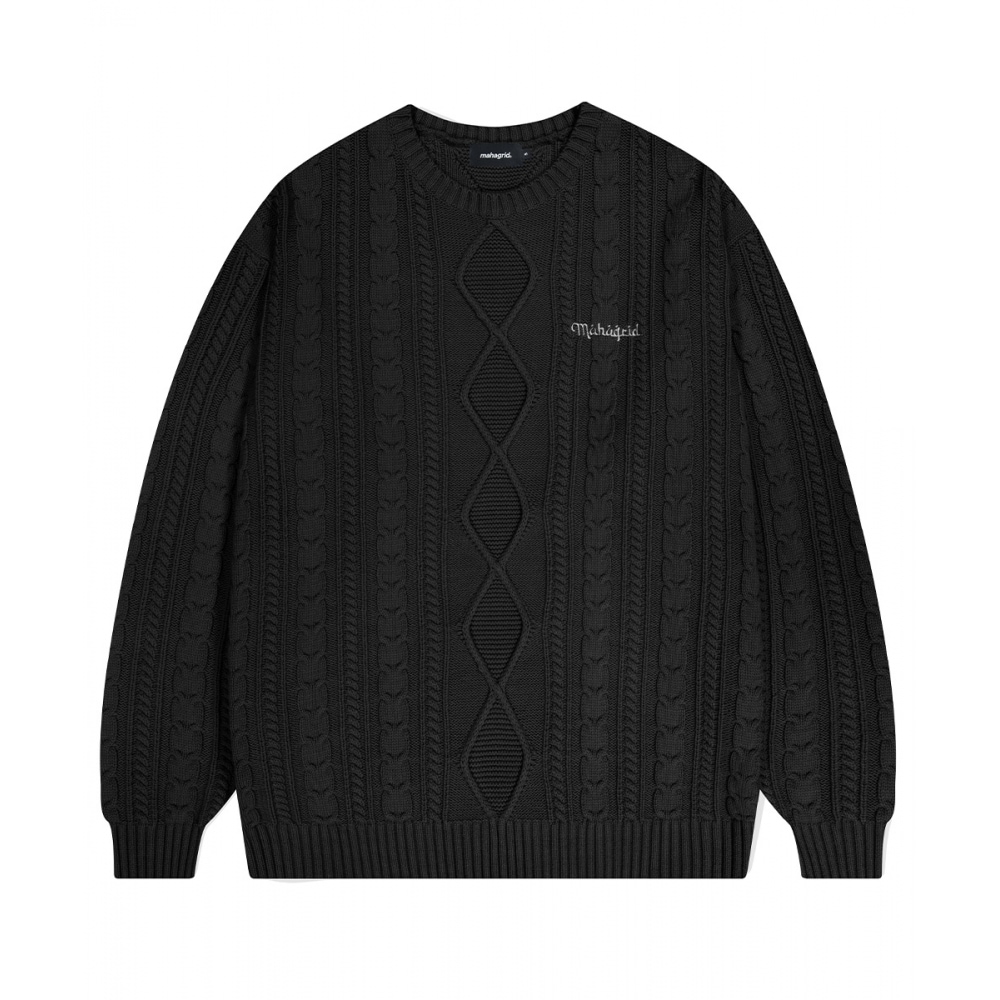 マハグリッドフィッシャーマンニットセーターブラック (MG2DFMK624A)