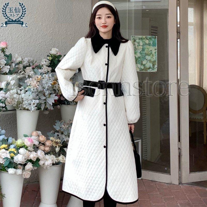 【即納】キルティング コート レディース 襟付き 軽い ロング Aラインコート シンプル 秋冬 アウター おしゃれ 防寒 あったか 中綿コート 30代