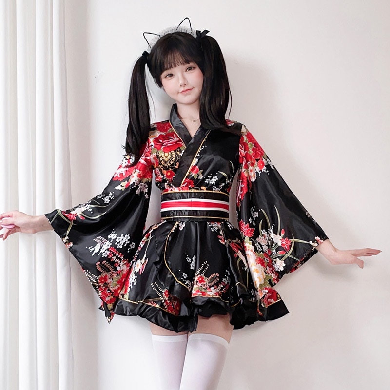 日本のフォーマルコスプレ衣装伝統的な着物夏風プリント改良浴衣着物レディーススーツ