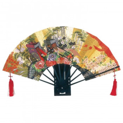 日本製(MADE IN JAPAN) 飾り扇 御所車 (箱・立て付) 5504
