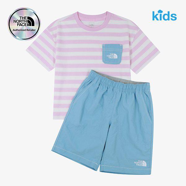 [ノースフェイス公式] キッズプレイオンストライプクルーセット NT7US12U_CPI