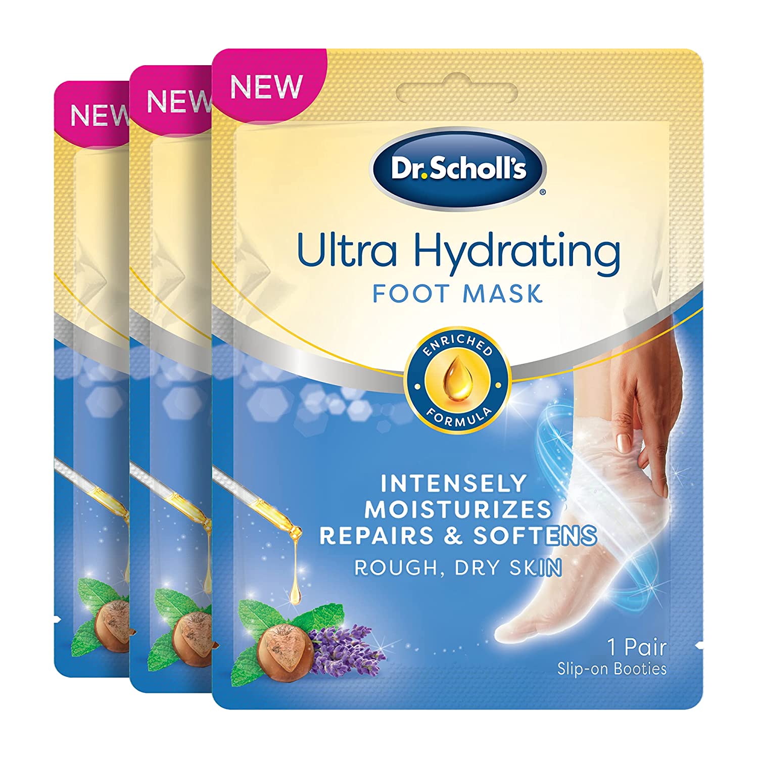 新色追加 Dr.Schollの超保湿フットピールマスク3パック尿素で強力な保湿と荒れた乾燥肌の柔軟化3Co OUTLET SALE