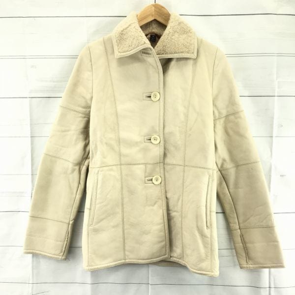 ニュージーランド製BONNZ/ボンズ本革ムートンコート/アウター【レディース/XS/白】裏地ボア/ジャケット/ショート丈/ランチコート/アウターXBA368