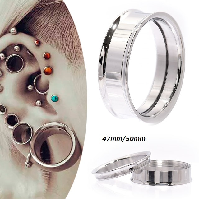 拡張ピアス ボディピアス 47mm スタンダード インターナル ダブルフレア 金アレ対応 ステンレスピアス つけっぱなし トンネルピアス ボディピアス専門店