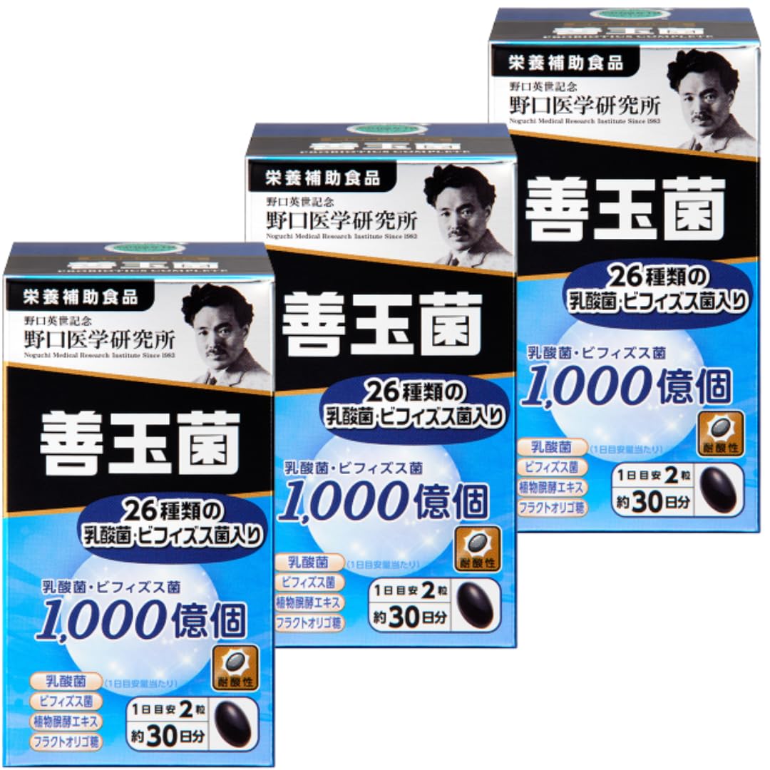 【まとめ買い】3個 セット野口医学研究所 善玉菌 1000億個 60粒(1日目安2粒X約30日分)