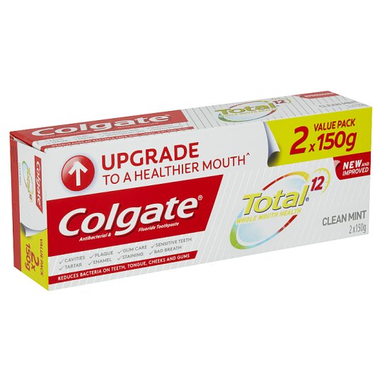 Colgate Total 12 Hour Clean Mint Antibacterial & Fluoride Toothpaste 2 x 150g