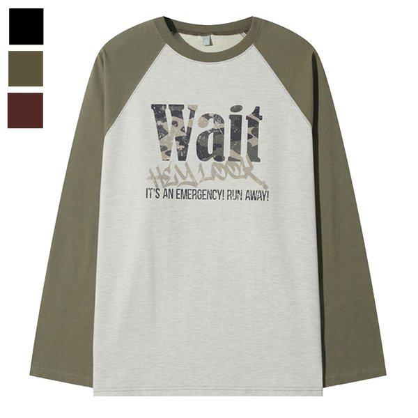 メンズウェイトカモラグラン長袖Tシャツ AC-TSA-Q083-カーキ