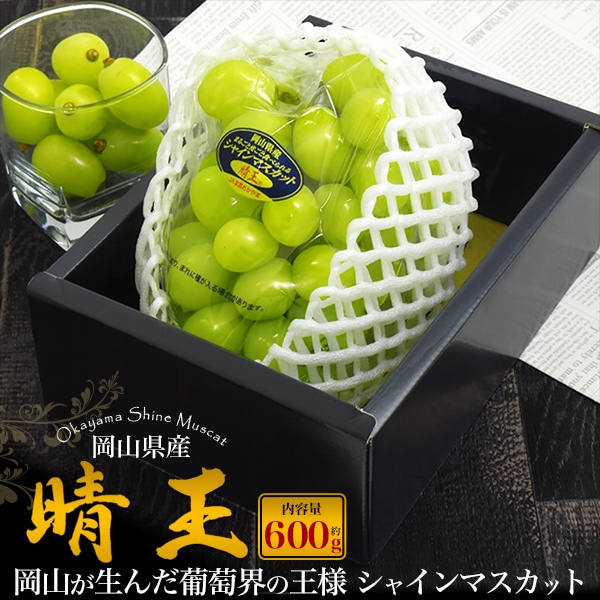 贈答用 シャインマスカット 岡山県産 晴王 1房 600g ギフトボックス 種なし ぶどう　高糖度 甘い 果物　フルーツ 葡萄　お取り寄せグルメ 5,022円