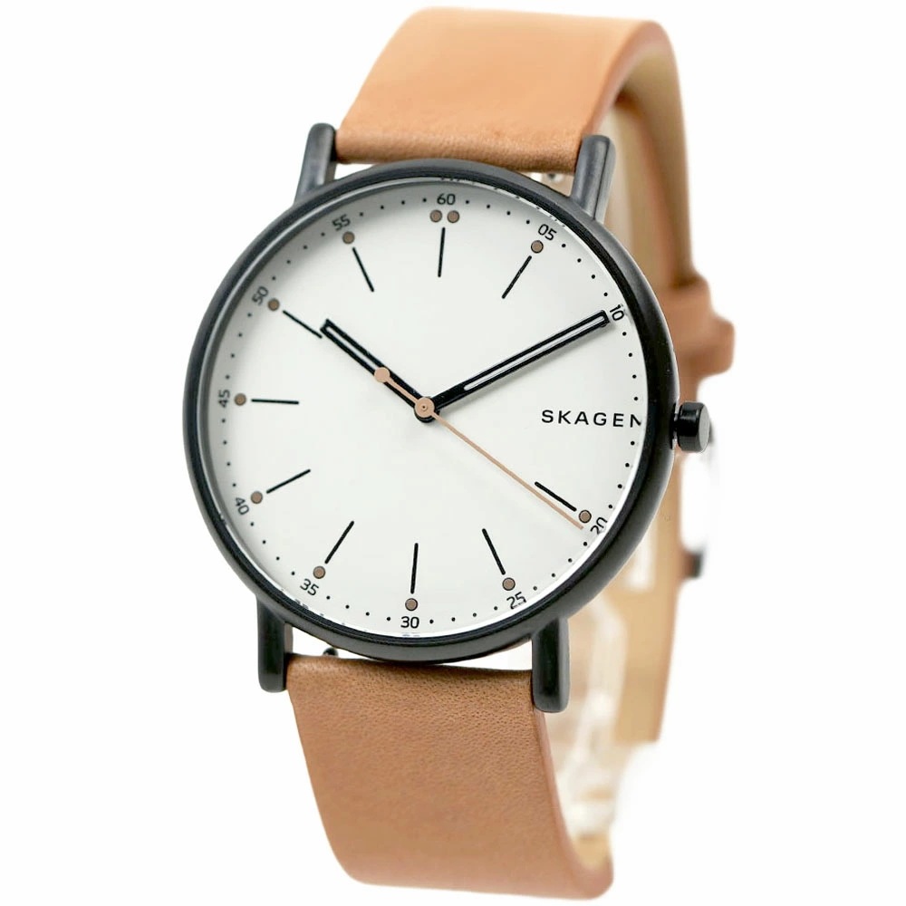 スカーゲン 腕時計 蓄光 夜光 メンズ レザー ホワイト ブラウン SKAGEN SKW6352