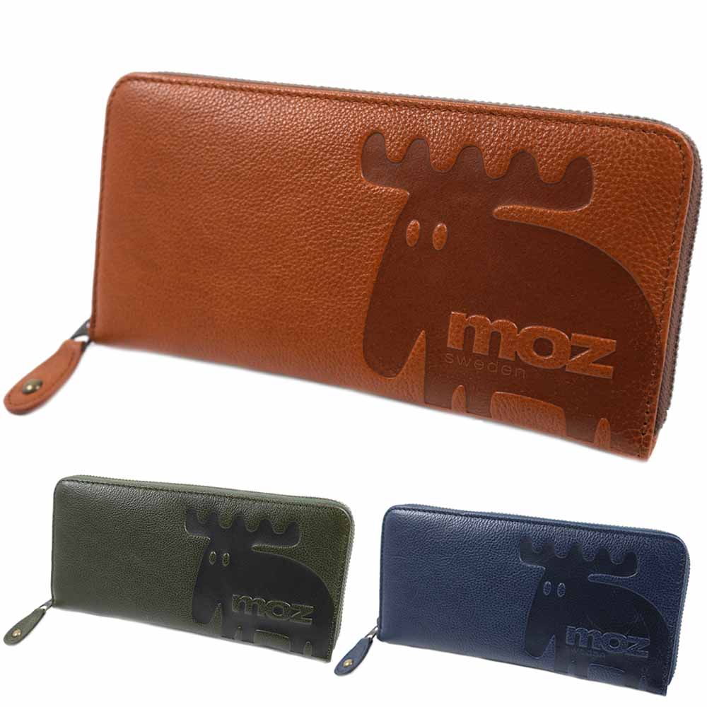 モズ 長財布 財布 ラウンドファスナー 小銭入れ レディース メンズ 牛革 本革 レザー エルク ヘラジカ キャメル グリーン ネイビー MOZ Elk 86121