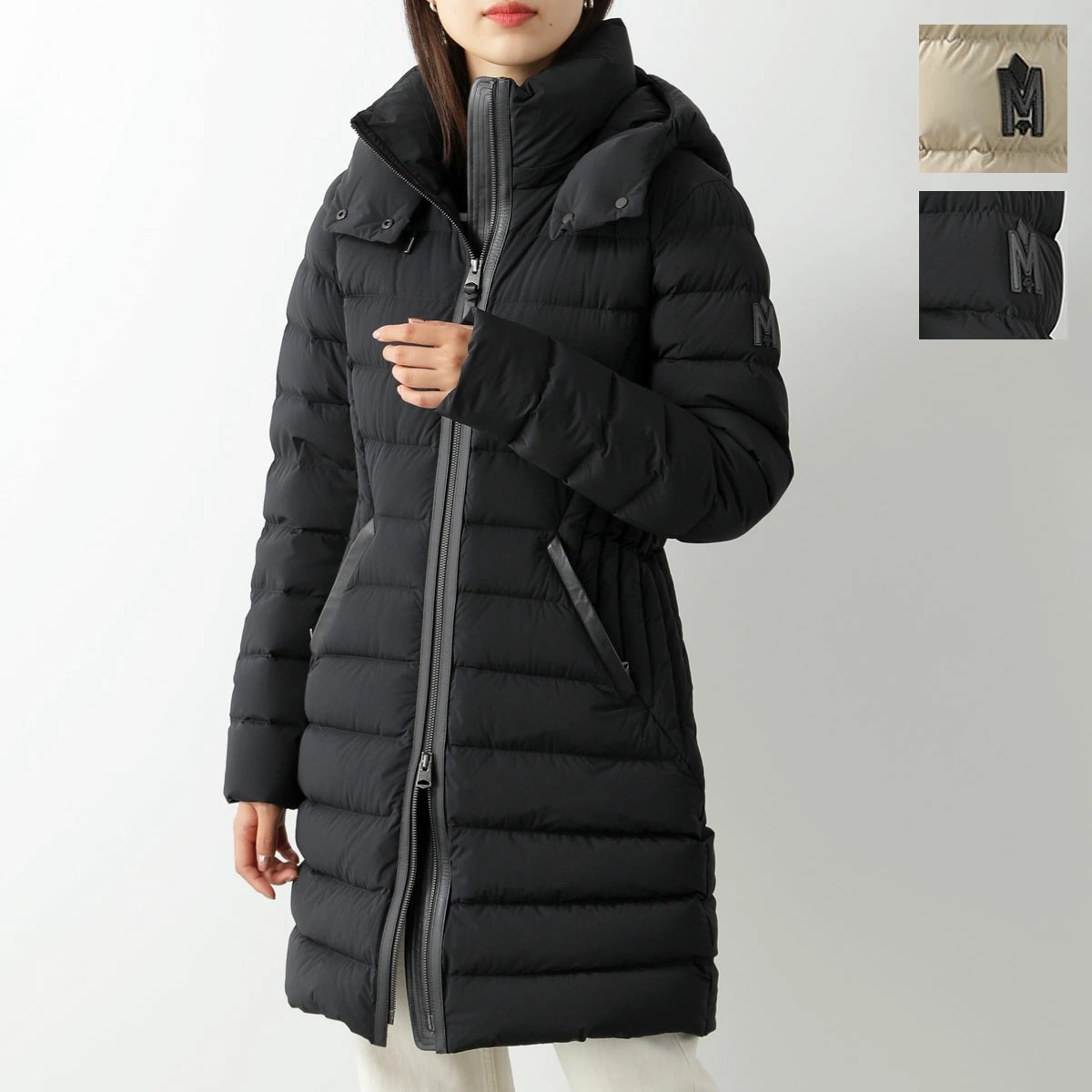 MACKAGE マッカージュ ダウンコート FARREN ファレン レディース フード付き ダウンジャケット ストレッチダウン 撥水 セミロング丈 レザーロゴパッチ 65,084円