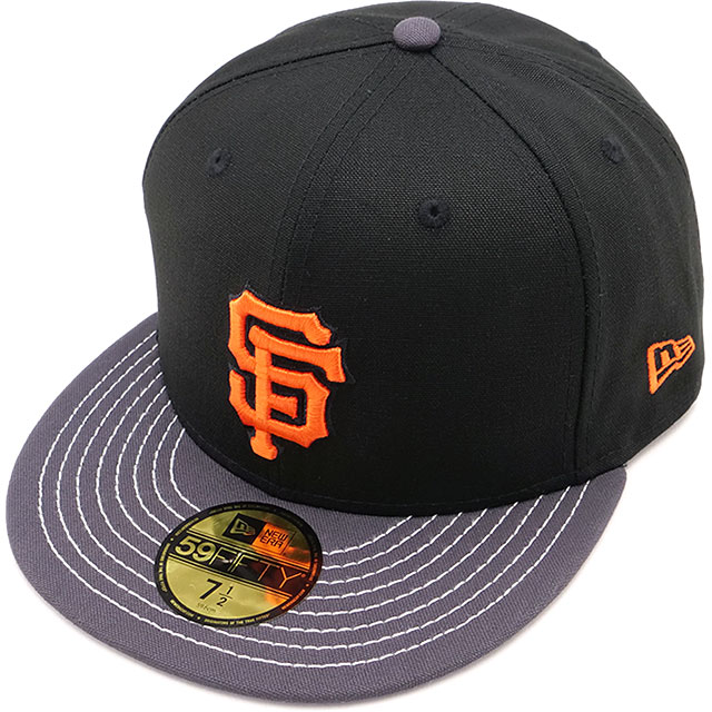 キャップ サンフランシスコ・ジャイアンツ [14388859] 59FIFTY Duck Canvas メンズ・レディース 帽子 MLB ブラック/グラファイト 正規取扱店