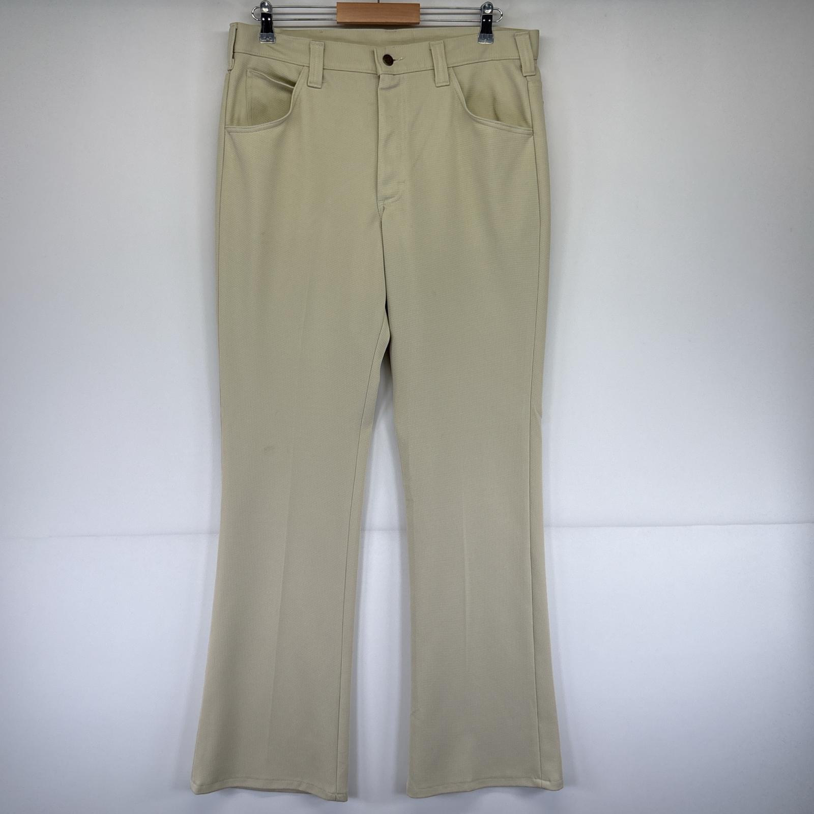 古着 80s/80年代 ヴィンテージ リー Lee ポリエステルパンツ フレア ブーツカット 大きいサイズ スラックス 42TALON ベージュ系 メンズ