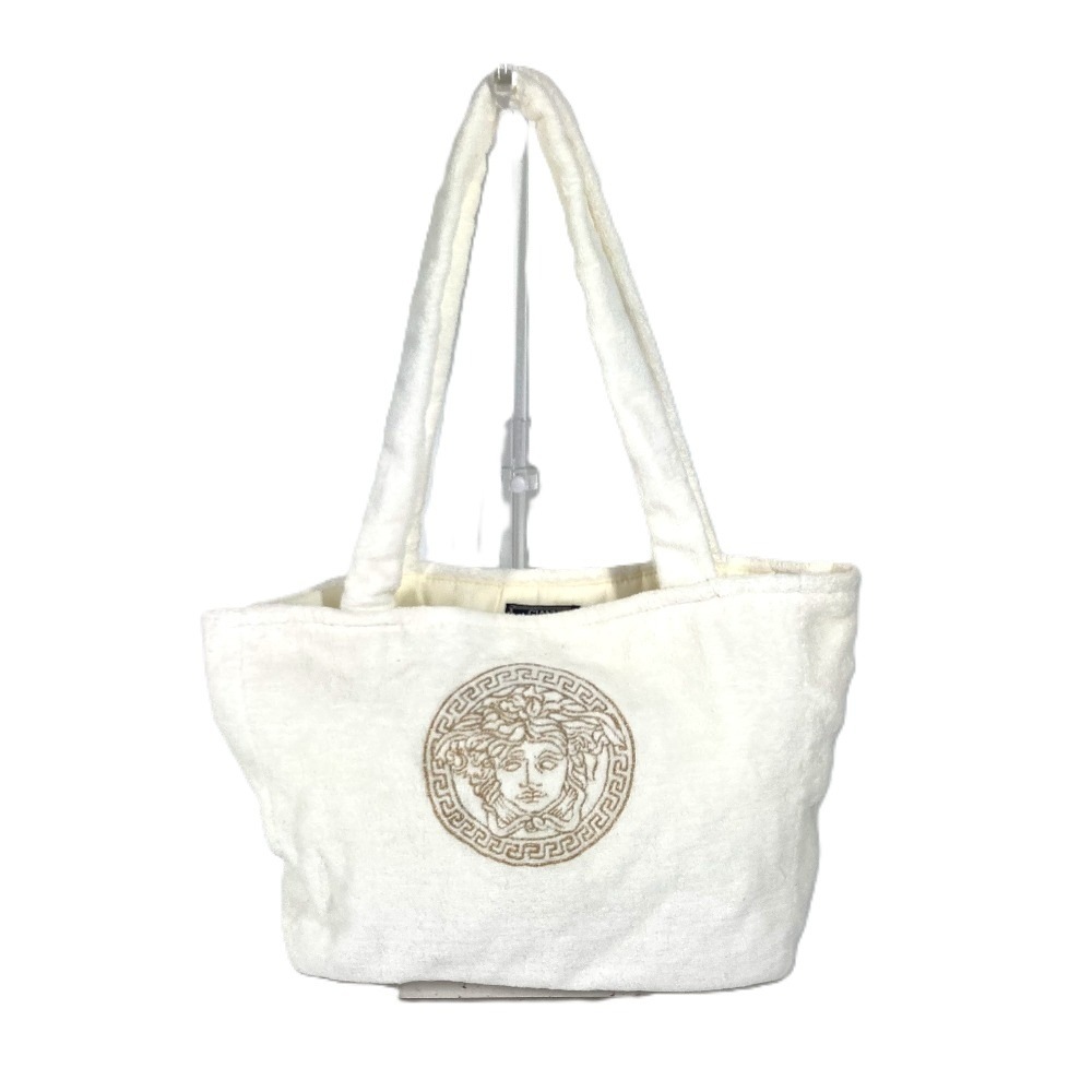 ショルダーバッグ ロゴ メデューサ パイル トートバッグ 肩掛け ビーチバッグ パイル ホワイト